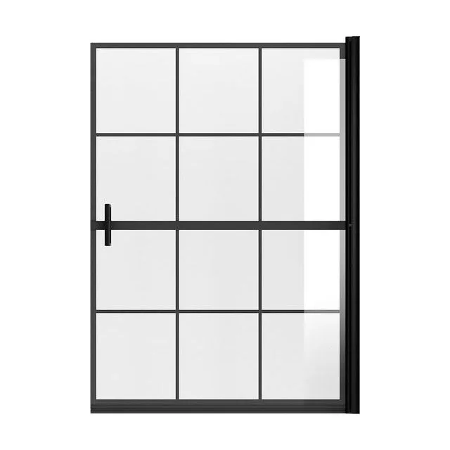 Шторка для ванны Niagara Nova NG-08-10BLACK (100х140) черный матовый,стекло прозрачное с рисунком,распашная