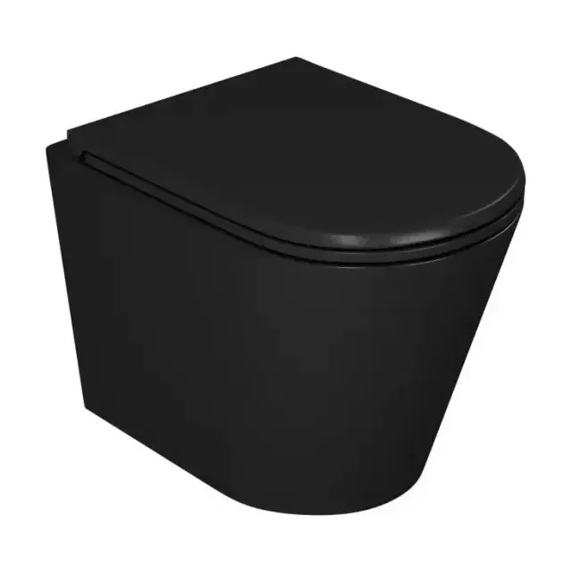 Подвесной унитаз DQ Венеция (Venice) DT1026025 35,5*51,5 безободковый с крышкой-сиденьем микролифт черный матовый