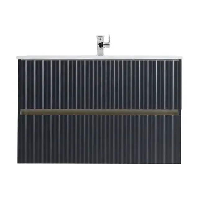 Тумба с раковиной Art&Max Элегант/Elegant 90 с LED подсветкой ручек серый матовый