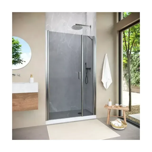 Дверь в душевой проем EP-F-2 NOVO h2000 185 04 07 L профиль никель стекло графит