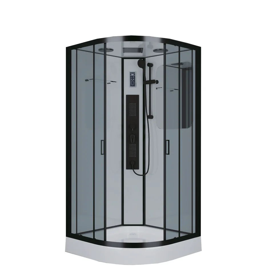 Душевая кабина Niagara Premium NG-6902-01G BLACK (100х100х210) низкий поддон(16см),черный,стекло тонированное,4 места