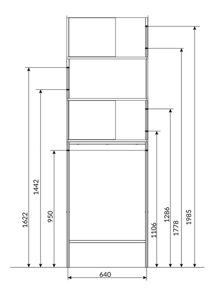 Шкаф 1Marka Гранж Лофт (Grunge Loft) 66*200 дуб вотан для установки над стиральной машиной