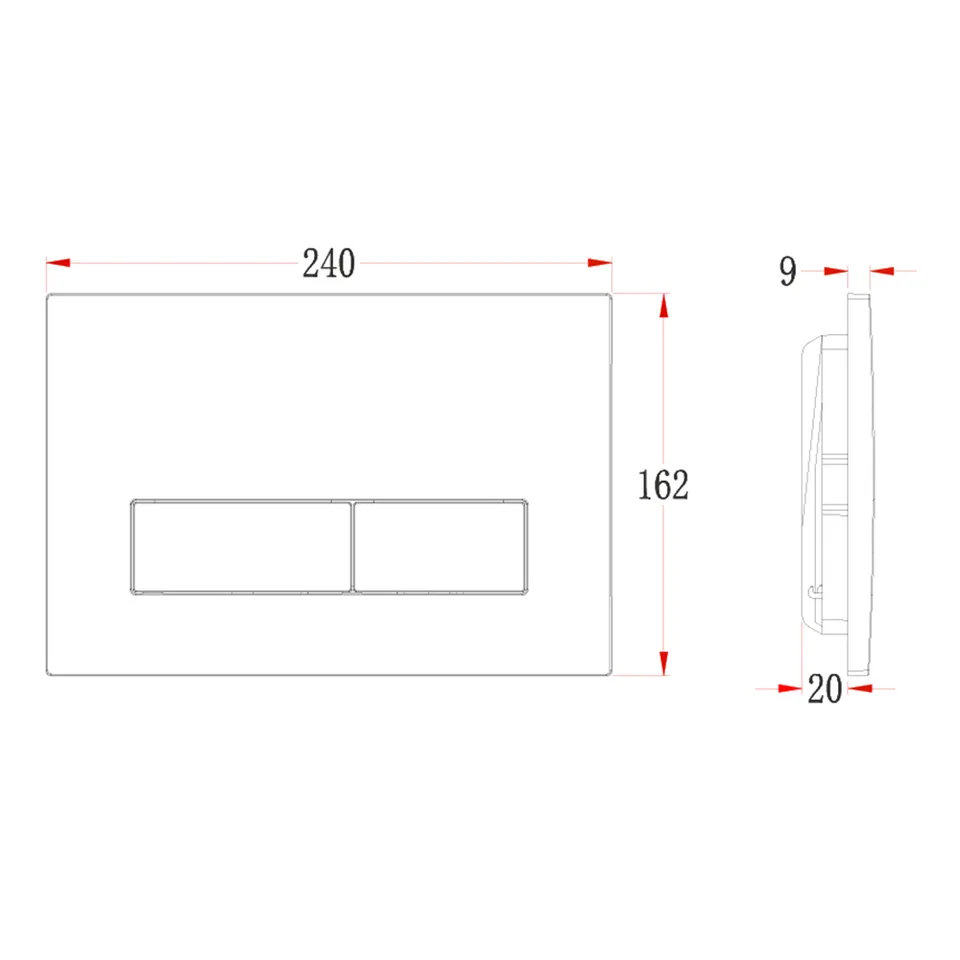 Кнопка смыва Veconi FLUSH V1, FLV1-B, 240х162х9, пластик, черный матовый