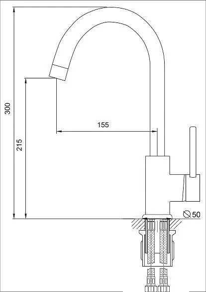 Смеситель Rusant RK561114-0 для кухни хром