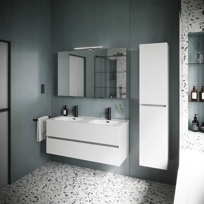 Тумба под раковину Sancos Urban 120 белая глянцевая для двойной раковины