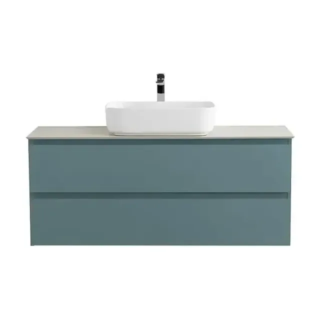 Тумба с раковиной BelBagno Крафт (Kraft) 120 с двумя ящиками голубая матовая (столешница цемент)