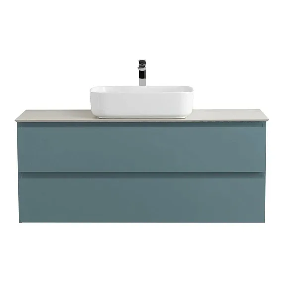 Тумба с раковиной BelBagno Крафт (Kraft) 120 с двумя ящиками голубая матовая (столешница цемент)