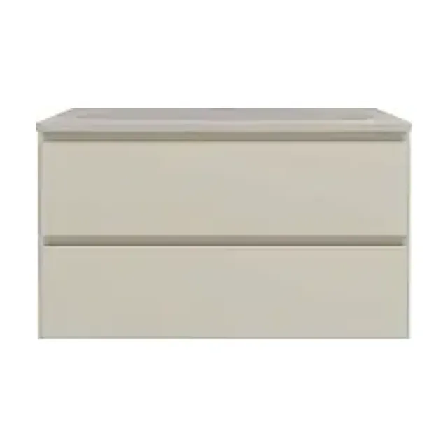 Тумба с раковиной Vincea Люка Софт-Тач (Luka Soft-Touch) 80 бежевая матовая (раковина жасмин)