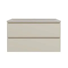 Тумба с раковиной Vincea Люка Софт-Тач (Luka Soft-Touch) 80 бежевая матовая (раковина жасмин)