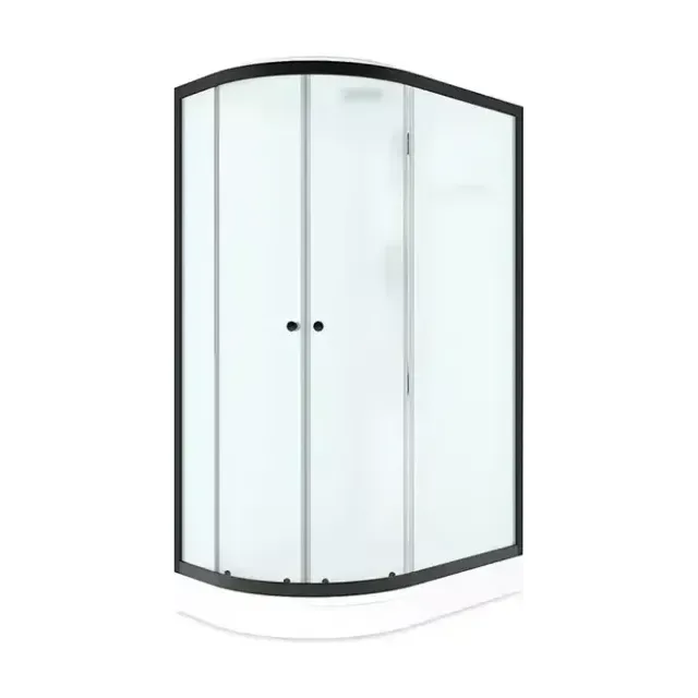 Душевая кабина Domani-Spa Delight Slim 128 (120х80 см) Black Accents, правое исполнение — белые стенки, сатин-матированные стекла, профиль графит