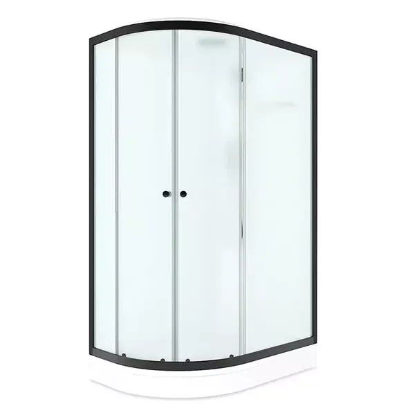 Душевая кабина Domani-Spa Delight Slim 128 (120х80 см) Black Accents, правое исполнение — белые стенки, сатин-матированные стекла, профиль графит