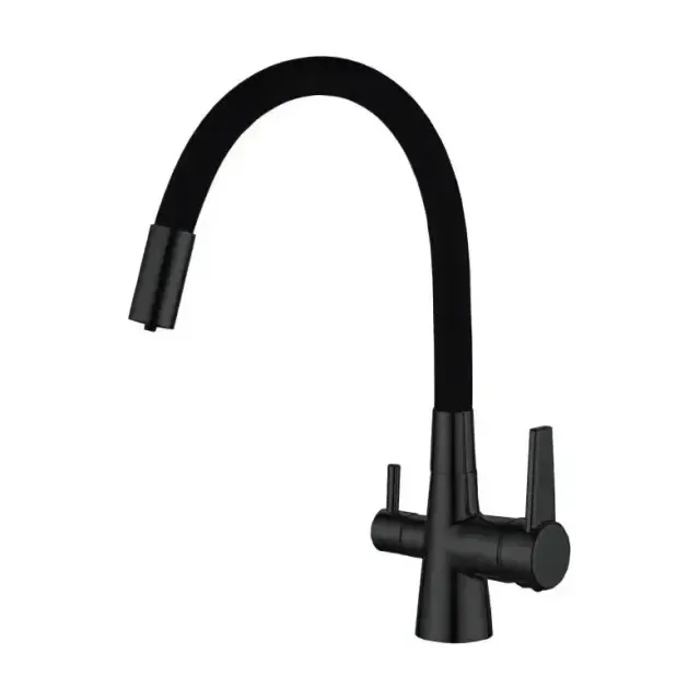 Смеситель Haiba HB76859-7 для кухни с функцией подключения фильтра черный матовый