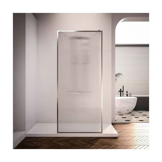 Душевая перегородка Veconi KR-90F 100×200 см, стекло рифленое осветленное, профиль хром (KR90F-100-08-C4)