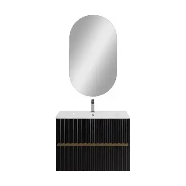 Комплект мебели Art&Max Элегант/Elegant 80 с LED подсветкой ручек черный матовый