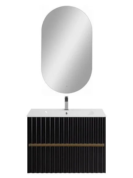 Комплект мебели Art&Max Элегант/Elegant 80 с LED подсветкой ручек черный матовый