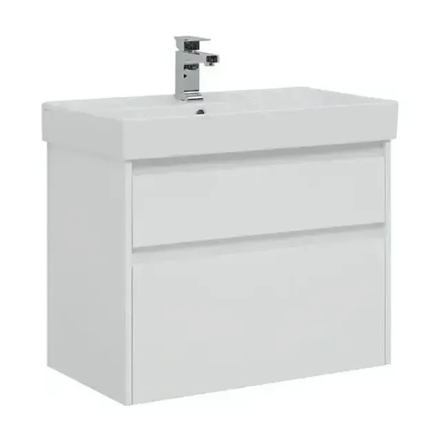 Тумба с раковиной Aquanet Nova Lite 75 белый глянец (2 ящика) (раковина Латина 75)