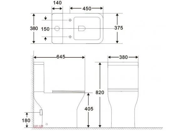 Унитаз-компакт Aquanet Cube 38*64,5 безободковый с крышкой-сиденьем микролифт Slim