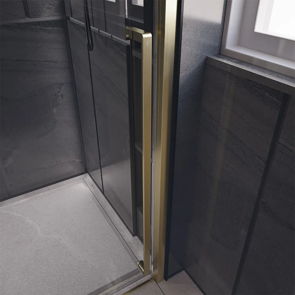 Боковая панель Veconi Premium Trento SP-30G, 800х2000, брашированное золото, стекло прозрачное