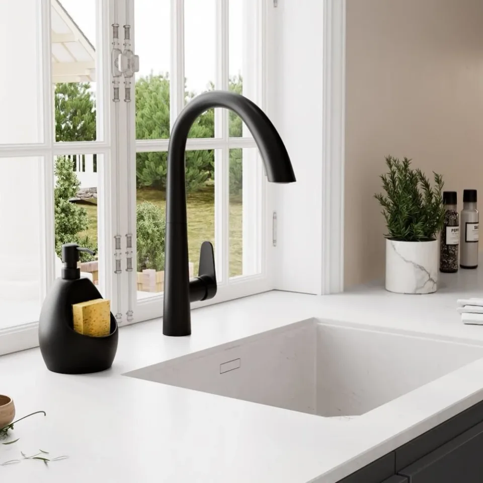 Смеситель WasserKRAFT A8667 для кухни с выдвижной лейкой, нержавеющая сталь, MagicBlack