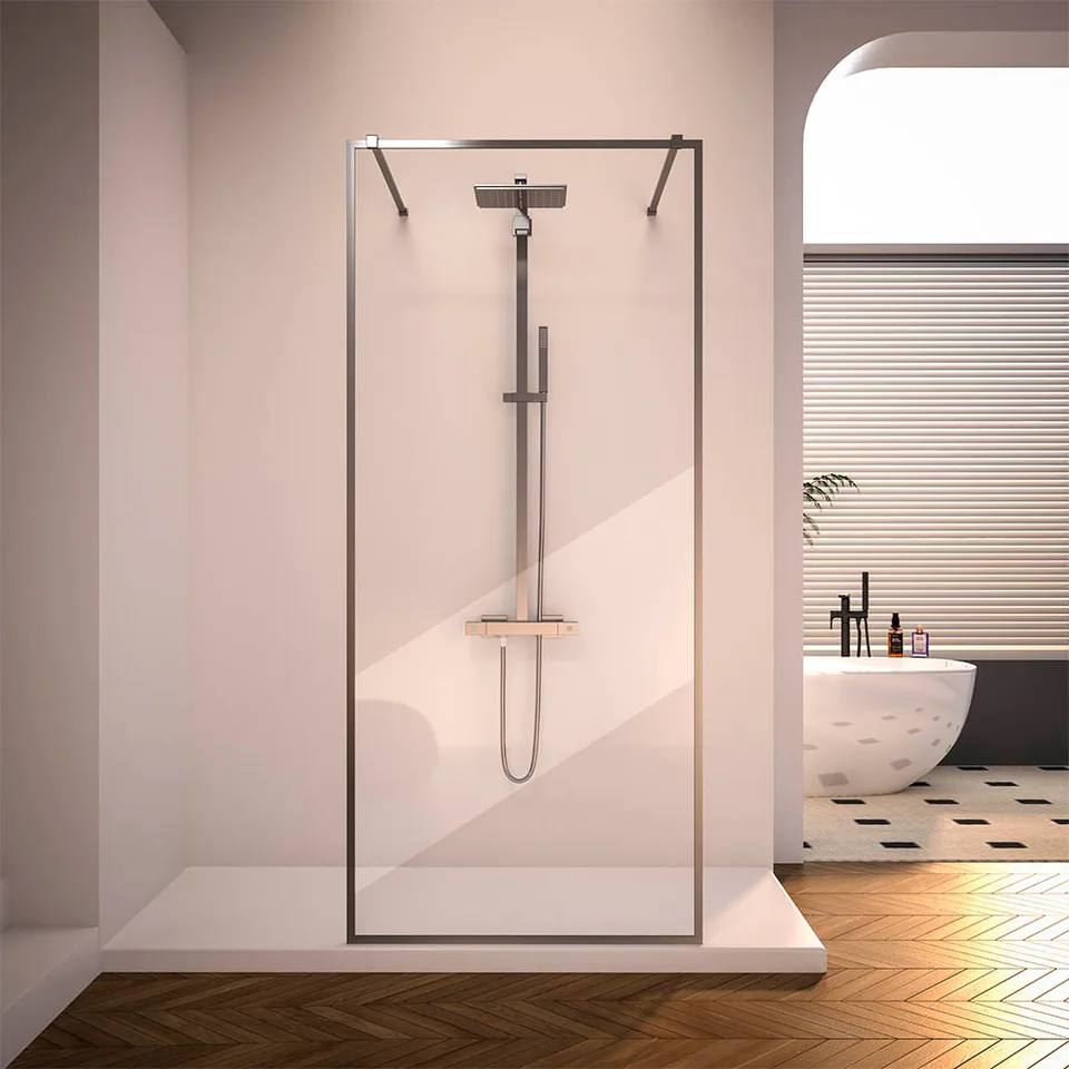 Душевая перегородка Veconi KR-90GR 110×200 см, стекло прозрачное, профиль брашированный графит (KR90GR-110-01-C4)