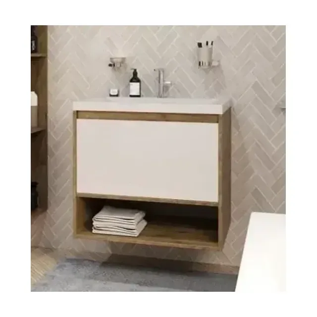 Тумба с раковиной Эстет Monaco Wood 70 1 ящик белая/дуб рустикальный ФР-00010679