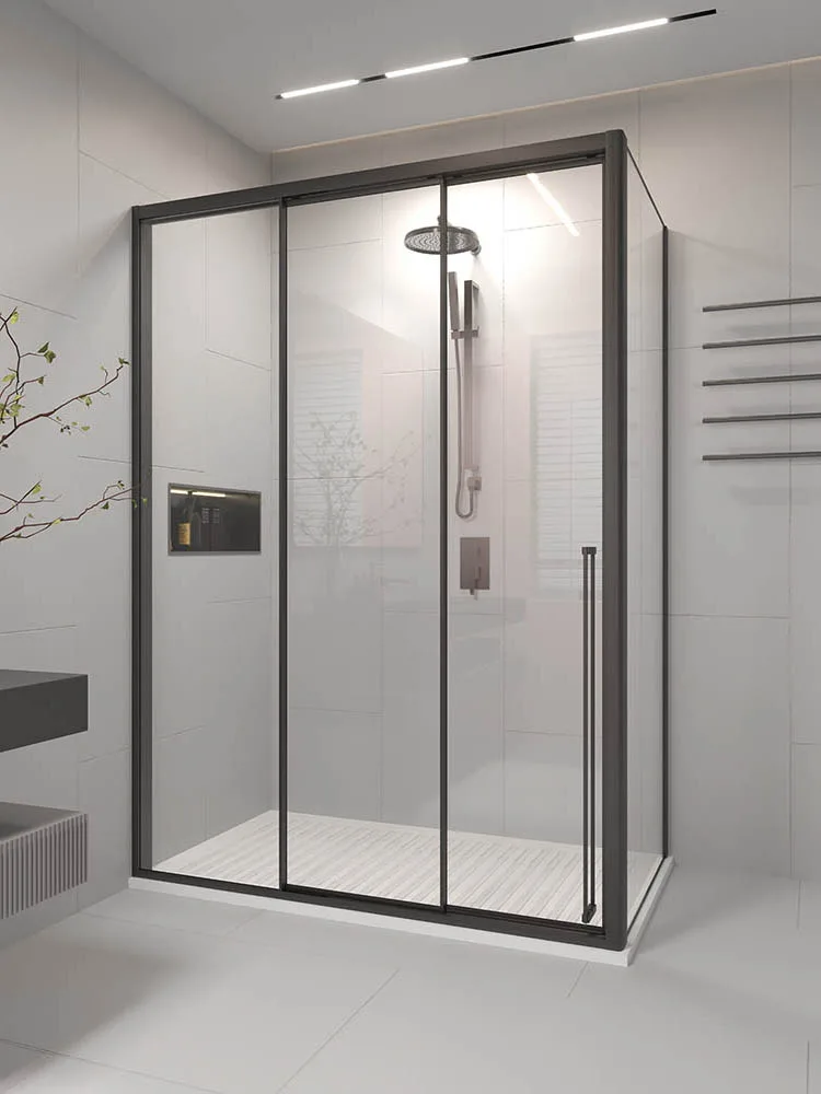Боковая панель Veconi Premium Prato SP B, 900x2000, черный матовый, стекло прозрачное