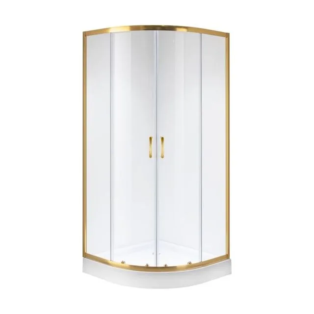 Душевое ограждение Niagara Nova NG-6407-08GOLD (100х100х195) Угловая,золото,двери раздвижные,стекло прозрачное