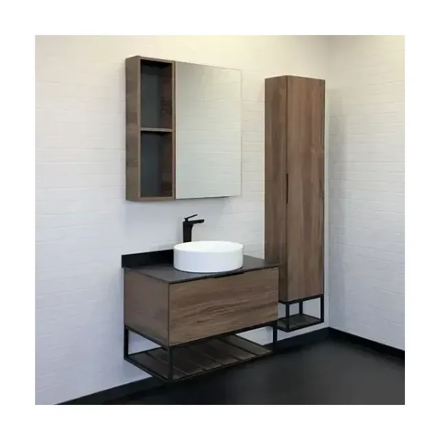 Комплект мебели Comforty Порто 75 дуб темно-коричневый с черной столешницей (раковина Comforty 9110)
