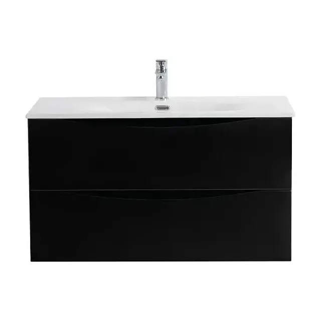 Тумба с раковиной BelBagno Marino-Cer-N 80 черный глянец