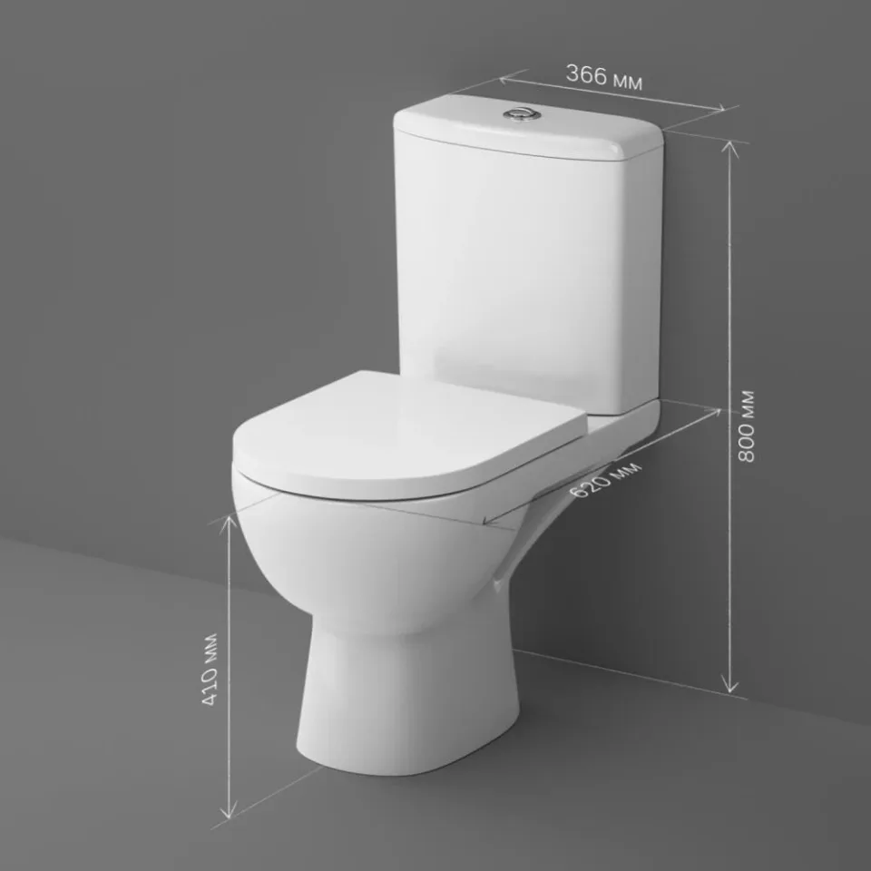 Унитаз-компакт AM.PM Sunny FlashClean 36,6*62 безободковый с крышкой-сиденьем микролифт
