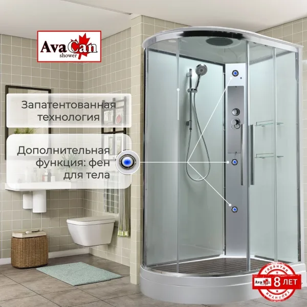 AvaCan Душевая кабина EM2912RT стандартная прозрачная