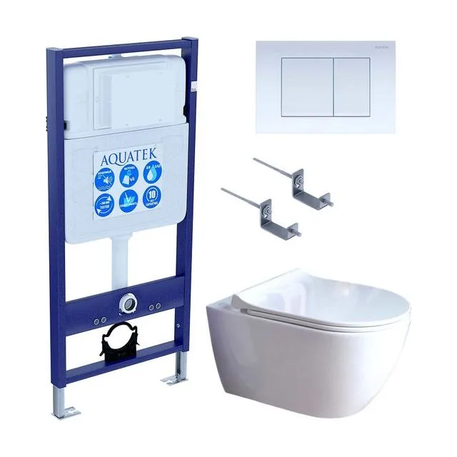 SET AQUATEK ПОЛАРИС (рама AQUATEK Standard INS-0000012+унитаз ПОЛАРИС AQ0700-01 с тонким сиденьем soft-close+ крепеж KKI-0000002 +панель KDI-0000009)