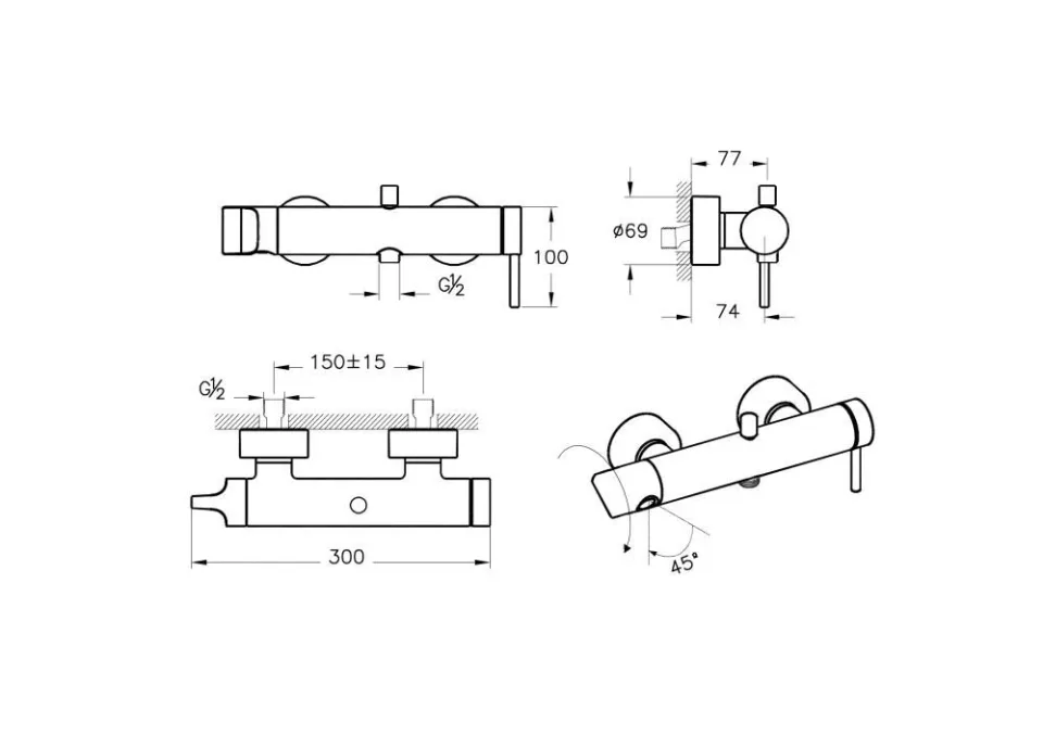 Смеситель Vitra Origin A4261926 для душа медный
