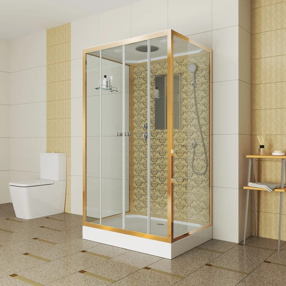 Душевая кабина Niagara Luxe NG-7772QG (120x90х210) низкий поддон(15см),дверь раздвижная,стенки золото,4 места
