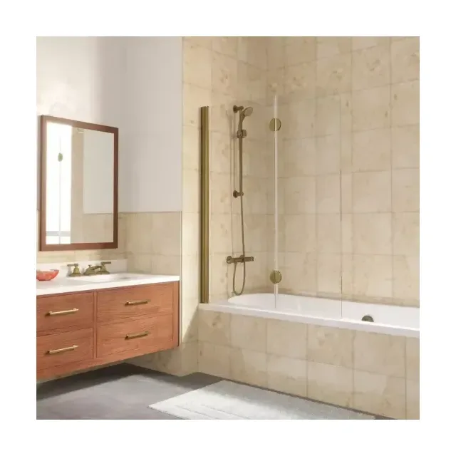 Шторка на ванную E2V LUX 120 05 01 L, профиль бронза, стекло прозрачное