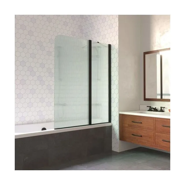 Шторка на ванную E2V LUX ST 115 02М Moru R, профиль черный матовый, стекло Moru