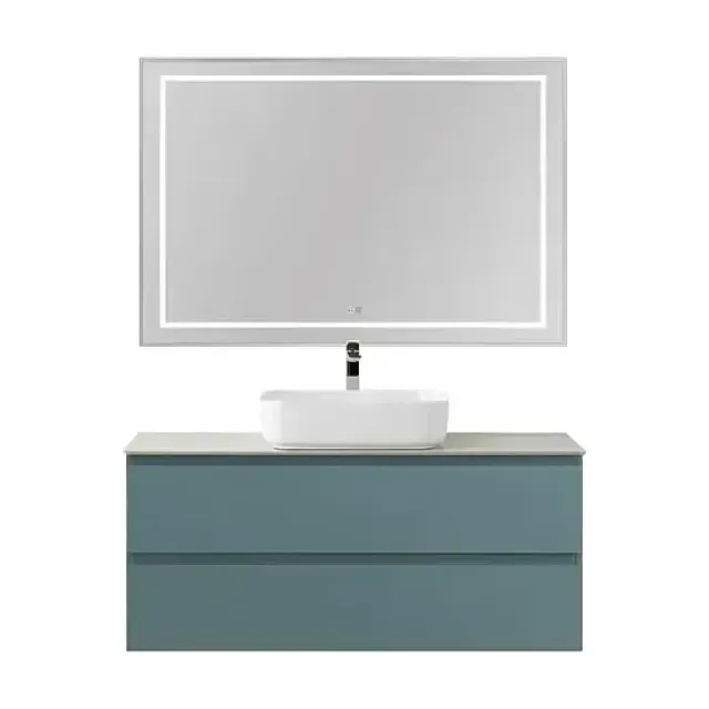 Комплект мебели BelBagno Крафт (Kraft) 120 с двумя ящиками голубой матовый (столешница цемент)