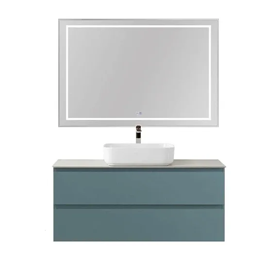 Комплект мебели BelBagno Крафт (Kraft) 120 с двумя ящиками голубой матовый (столешница цемент)
