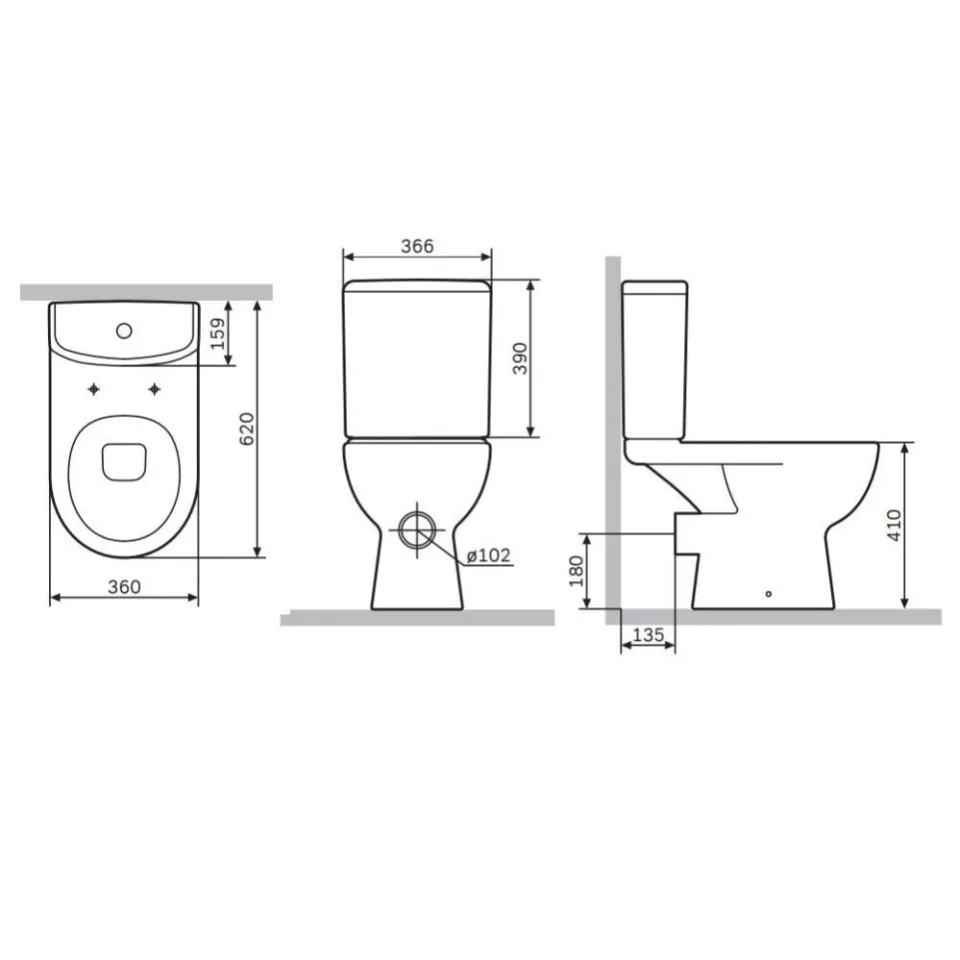 Унитаз-компакт AM.PM Sunny FlashClean 36,6*62 безободковый с крышкой-сиденьем микролифт