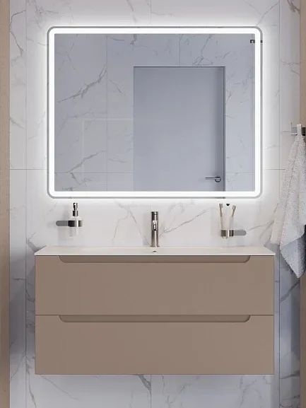 Тумба с раковиной BelBagno Этна (Etna) 100 бежевая матовая (раковина LOV-1000-LVB)