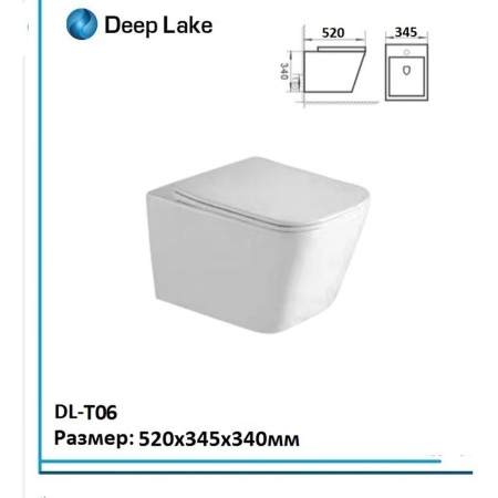 Подвесной унитаз Deep Lake DL-T06 52x34,5x34 безободковый