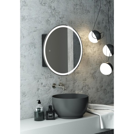 Зеркало-шкаф Torneo black LED 60х60 МВК068 cенсорный выключатель, холодная подсветка, правый